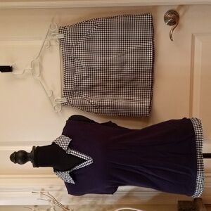 Talbots Navy and Checkered Mini Skirt and Top Talbots Set Size MP